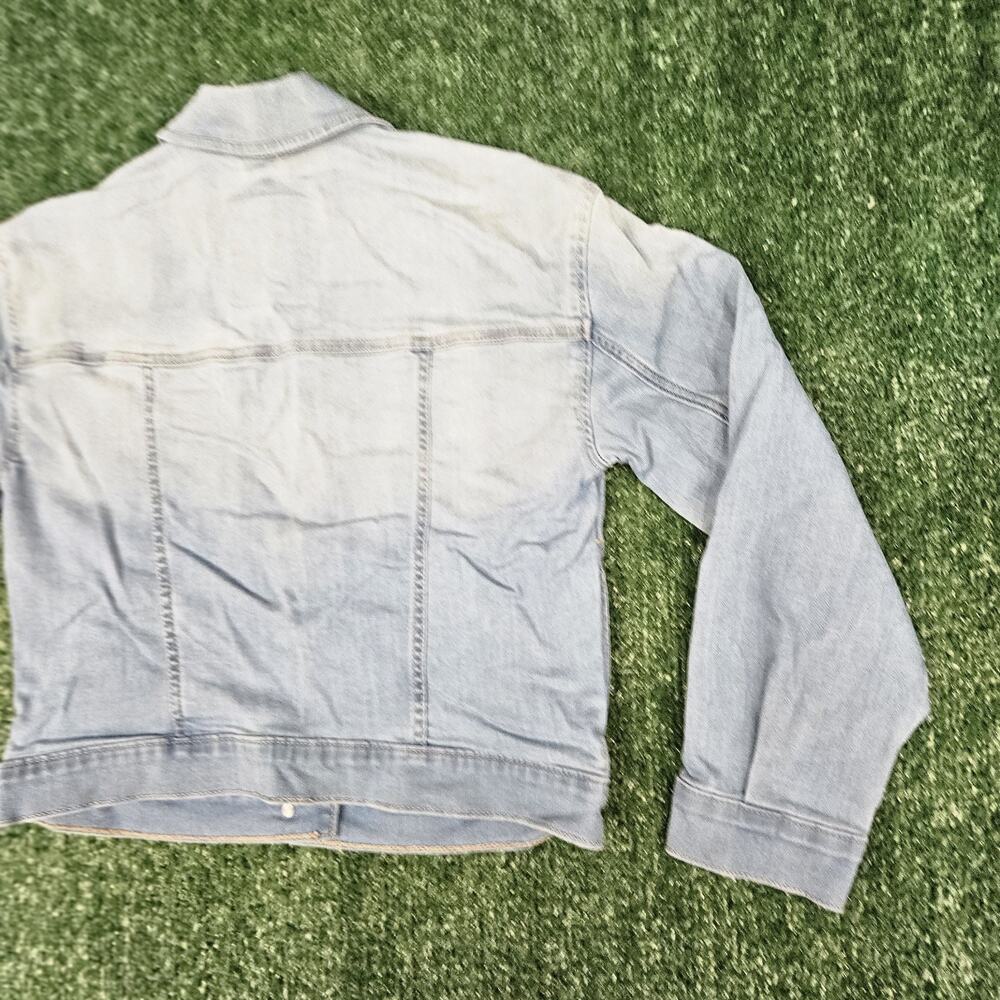 Abercrombie Kids Blue Medium Wash Floral Embroidered Denim Jacket Size 13/14 - Picture 8 of 12
